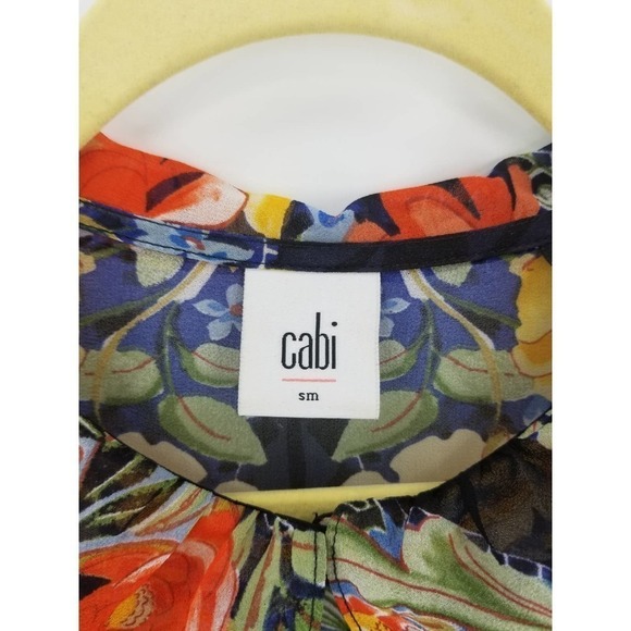 Cabi Blouse Size S Amour Semi Sheer Long Sleeve Button Down Floral Print Black - Picture 5 of 8